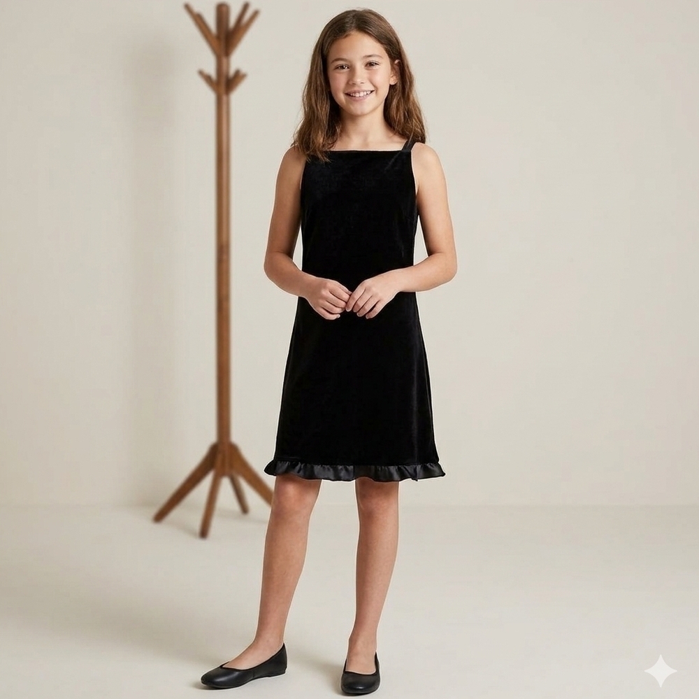 Vintage Florence Eiseman Velvet Black Dress Size 14 (Girl)